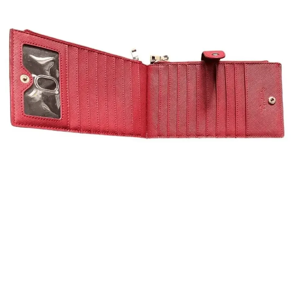 Travelambo Wristlet Wallet Womens Red Faux Leather Card Holder ID RFID